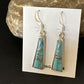 Navajo Blue Turquoise Inlay Earrings | Sterling Silver | 1" | Authentic Native American Handmade | 15699