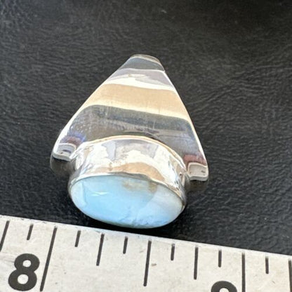 Navajo Blue Larimar Ring | Sterling Silver | Sz 8 | Authentic Native American Handmade | 16603