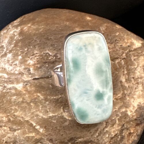 Navajo Blue Larimar Ring | Sterling Silver | Sz 8 | Authentic Native American Handmade | 16604