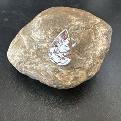 Men's & Women's Wild Horse Turquoise Ring | Navajo Sterling Silver | Sz 7 | Authentic Native American Handmade | 17364