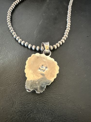 Navajo Orange Spiny Oyster Heart Pendant Necklace | Sterling Silver | Authentic Native American Handmade | 16417