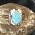 Navajo Blue Larimar Ring | Sterling Silver | Sz 7 | Authentic Native American Handmade | 17664