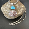 Navajo Wild Horse Blue Kingman Turquoise Necklace | Sterling Silver | Authentic Native American Handmade | 17340