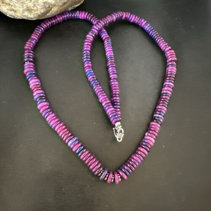 Navajo Pearls Purple Sugilite Pendant Necklace | Sterling Silver Beads | 29" | Authentic Native American Handmade | 16947