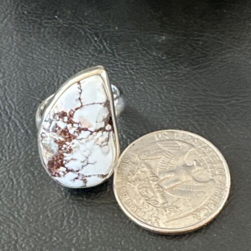 Men's & Women's Wild Horse Turquoise Navajo Ring | Sterling Silver | Sz 7 | Authentic Native American Handmade | 17365