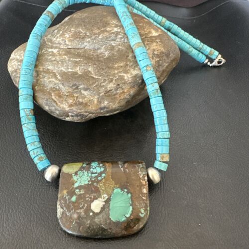 Navajo SpiderWeb Turquoise Heishi Pearls Necklace | Sterling Silver | 20" | Authentic Native American Handmade | 17035