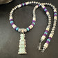 Navajo Opal Inlay Pendant with Turquoise and Sugilite | Sterling Silver Necklace | Authentic Native American Handmade | 16850