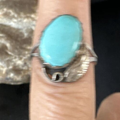 Navajo Blue Kingman Turquoise Ring | Sterling Silver | Sz 8 | Authentic Native American Handmade | 15355