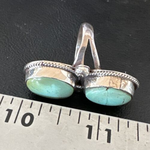 Navajo Blue Dry Creek Turquoise Multi-Stone Ring | Authentic Native American Sterling Silver | Sz 9 | 16735