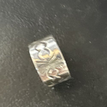 Navajo Stamped Wide Band Ring | Sterling Silver | Sz 7 | Authentic Native American Handmade | 15294