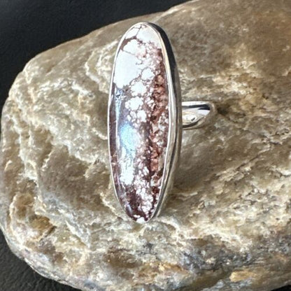 Navajo Wild Horse Turquoise Ring | Sterling Silver | Sz 8 Adjustable | Authentic Native American Handmade | 15553