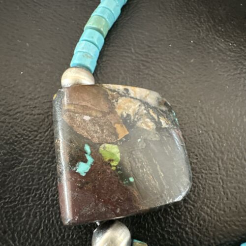 Navajo SpiderWeb Turquoise Heishi Pearls Necklace | Sterling Silver | 20" | Authentic Native American Handmade | 16911