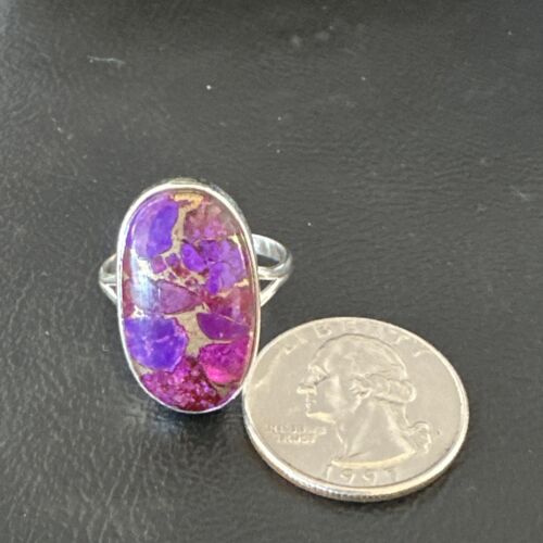 Navajo Purple Mojave Turquoise Ring | Sterling Silver | Sz 10 | Authentic Native American Handmade | 15773