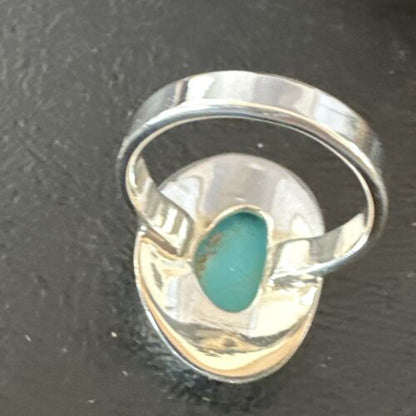 Navajo Blue Kingman Turquoise Ring | Sterling Silver | Sz 8 | Authentic Native American Handmade | 16591