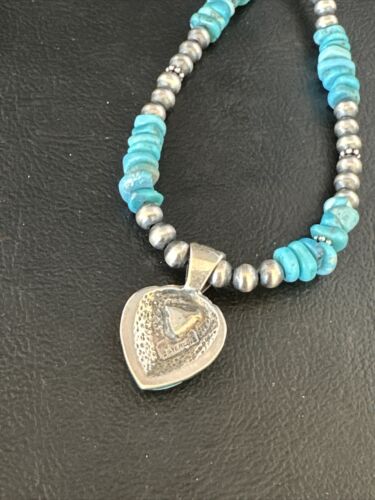 Navajo Kingman Turquoise Pendant Necklace | Sterling Silver | Native American Handmade | 14826