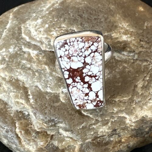 Men's & Women's Wild Horse Turquoise Navajo Ring | Sterling Silver | Sz 7 | Authentic Native American Handmade | 17350