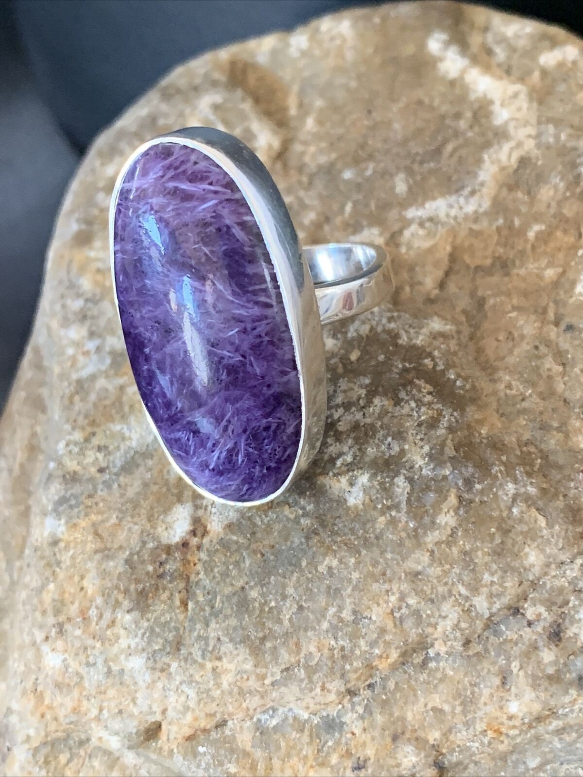 Navajo Purple Charoite Adjustable Ring | Sterling Silver | Sz 8 | Authentic Native American Handmade | 10520