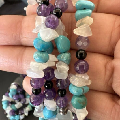Purple Amethyst Blue Turquoise Necklace | Sterling Silver | Authentic Native American Handmade | 17506