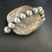 Navajo Pearl Round Beads Bracelet | 18mm | 7.5" | Sterling Silver | Authentic Native American Handmade | 17160