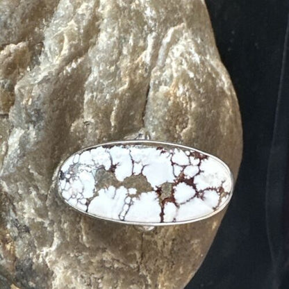 Women's Wild Horse Turquoise Ring | Navajo Sterling Silver | Sz 7 Adjustable | Authentic Native American Handmade | 15549