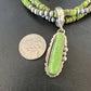 Navajo Pearl Green Gaspeite Turquoise Pendant Necklace Set | Sterling Silver | 3-Strand | 16094