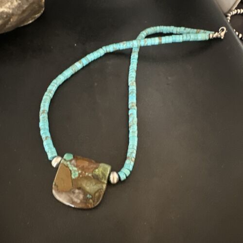 Navajo SpiderWeb Turquoise Heishi Pearls Necklace | Sterling Silver | 20" | 17088