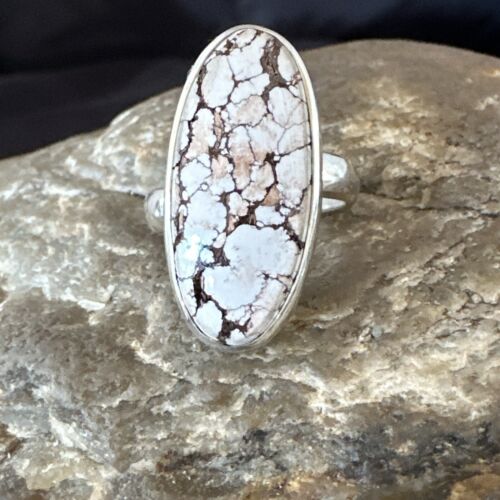 Navajo Wild Horse Turquoise Ring | Sterling Silver | Sz 7 | Authentic Native American Handmade | 17285