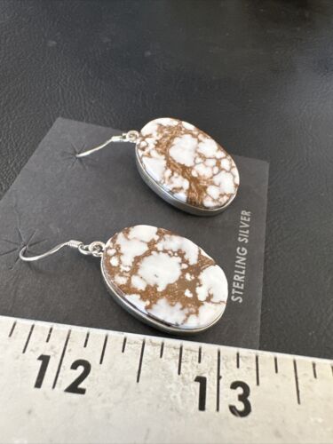 Navajo Wild Horse Turquoise Dangle Earrings | Sterling Silver | Authentic Native American Handmade | 15745