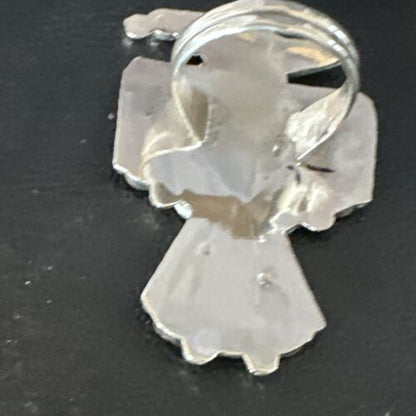 Zuni Turquoise Onyx Peyote Bird Inlay Ring | Sterling Silver | Sz 8 | 15391