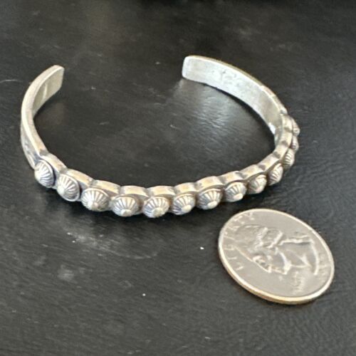 Navajo Stamped Cuff Bracelet | Old Pawn Sterling Silver | Authentic Native American Jewelry | 15163