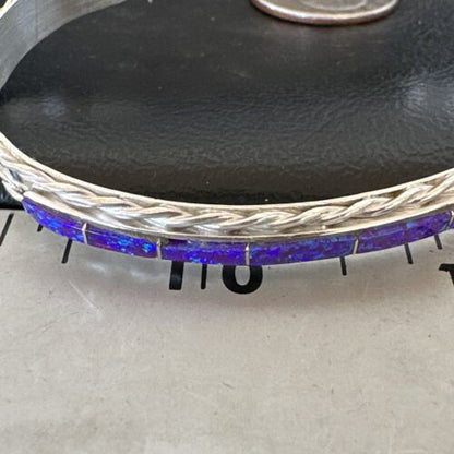 Southwestern Zuni Purple Opal Faux Inlay Cuff Bracelet | Sterling Silver | 16887