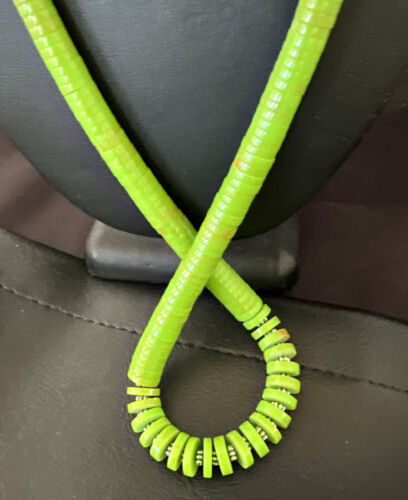 Navajo Green Gaspeite Graduated Necklace | Sterling Silver | Authentic Native American | 29" | 16466