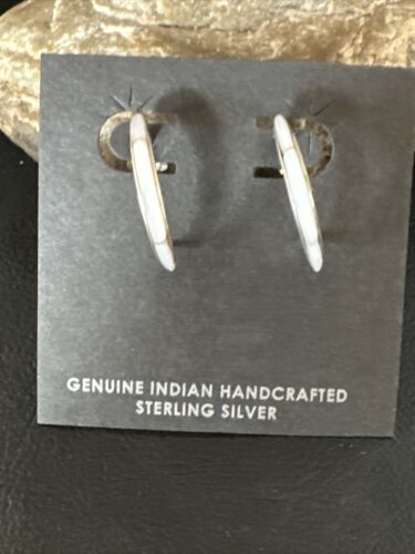 Navajo Pink Mother of Pearl Dangle Inlay Earrings | Sterling Silver | Authentic Native American Handmade | 15302