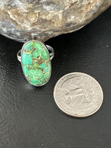 Navajo Green Mojave Turquoise Ring | Sterling Silver | Sz 7 | Authentic Native American Handmade | 15594