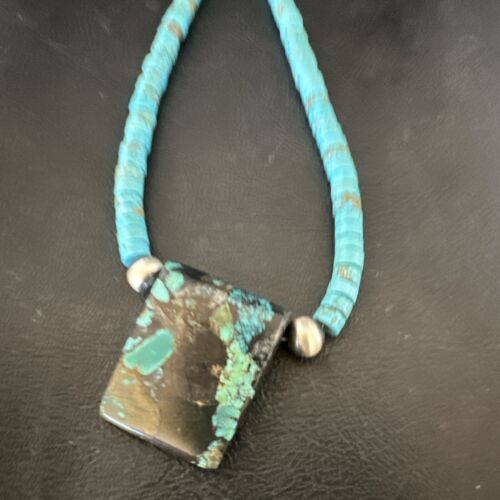 Navajo SpiderWeb Turquoise Heishi Pearls Necklace | Sterling Silver | 20" | Authentic Native American Handmade | 17098