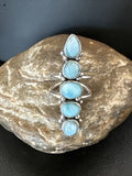 Navajo Women's Cluster Blue Larimar Ring | Authentic Native American Sterling Silver | Multi-Stone | Sz 8.5 | 15940