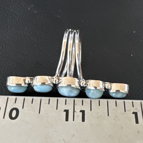 Navajo Blue Larimar Multi-Stone Ring | Authentic Native American Sterling Silver | Multi-Stone | Sz 8.5 | 15971