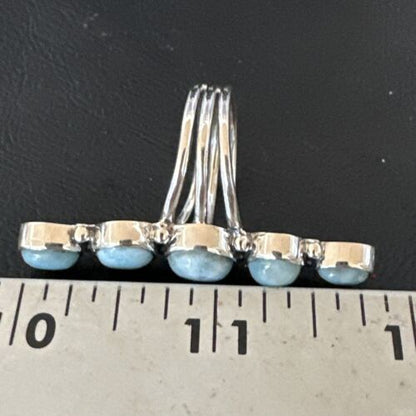 Navajo Blue Larimar Multi-Stone Ring | Authentic Native American Sterling Silver | Multi-Stone | Sz 8.5 | 15971