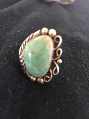 Navajo Turquoise Men's Ring | Sterling Silver | Sz 12.25 | Authentic Native American Handmade | 03474