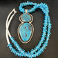 Navajo Blue Kingman Turquoise Pendant Necklace | Sterling Silver | 32" | Authentic Native American Handmade | 16068