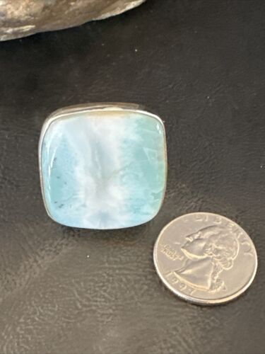 Navajo Blue Larimar Ring | Sterling Silver | Sz 9.5 | Authentic Native American Handmade | 17587
