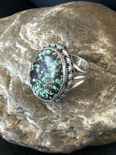 Navajo Spiderweb Blue Turquoise Ring | Sterling Silver | Sz 6 | Authentic Native American Handmade | 16892