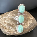Navajo Blue Dry Creek Turquoise Multi-Stone Ring | Authentic Native American Sterling Silver | Sz 10 | 16733