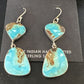 Navajo Blue Kingman Turquoise Dangle Earrings | Sterling Silver | Authentic Native American Handmade | 15113