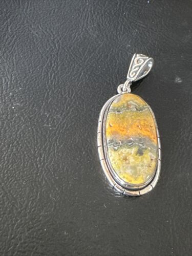 Navajo Bumblebee Jasper Pendant Necklace | Sterling Silver | Authentic Native American Handmade | 15960