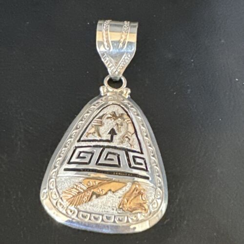 Hopi Gold Pendant | Sterling Silver | 12K GP | Authentic Native American Handmade | 15166