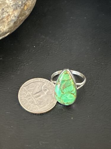 Navajo Green Mojave Turquoise Ring | Sterling Silver | Sz 10 | Authentic Native American Handmade | 15602