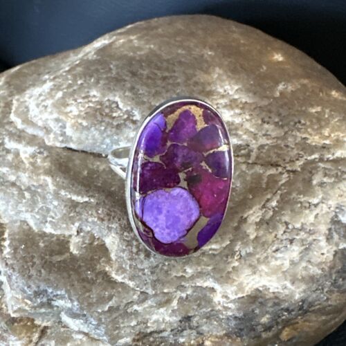 Southwestern Navajo Purple Mojave Turquoise Ring | Sterling Silver | Sz 8 | 16052 - Masha USA