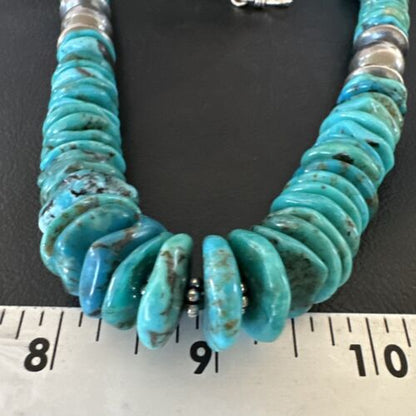 Authentic Native American Navajo Graduated Turquoise Necklace | Sterling Silver | 21" | 16487