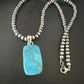 Blue Kingman Turquoise Pendant | Navajo Pearls | Sterling Silver Necklace 20" | 16696